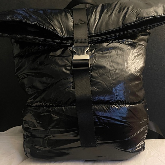 H&M Black Quilted Unisex Backpack or Everday bag with Silver buckle closure - Picture 1 of 9
